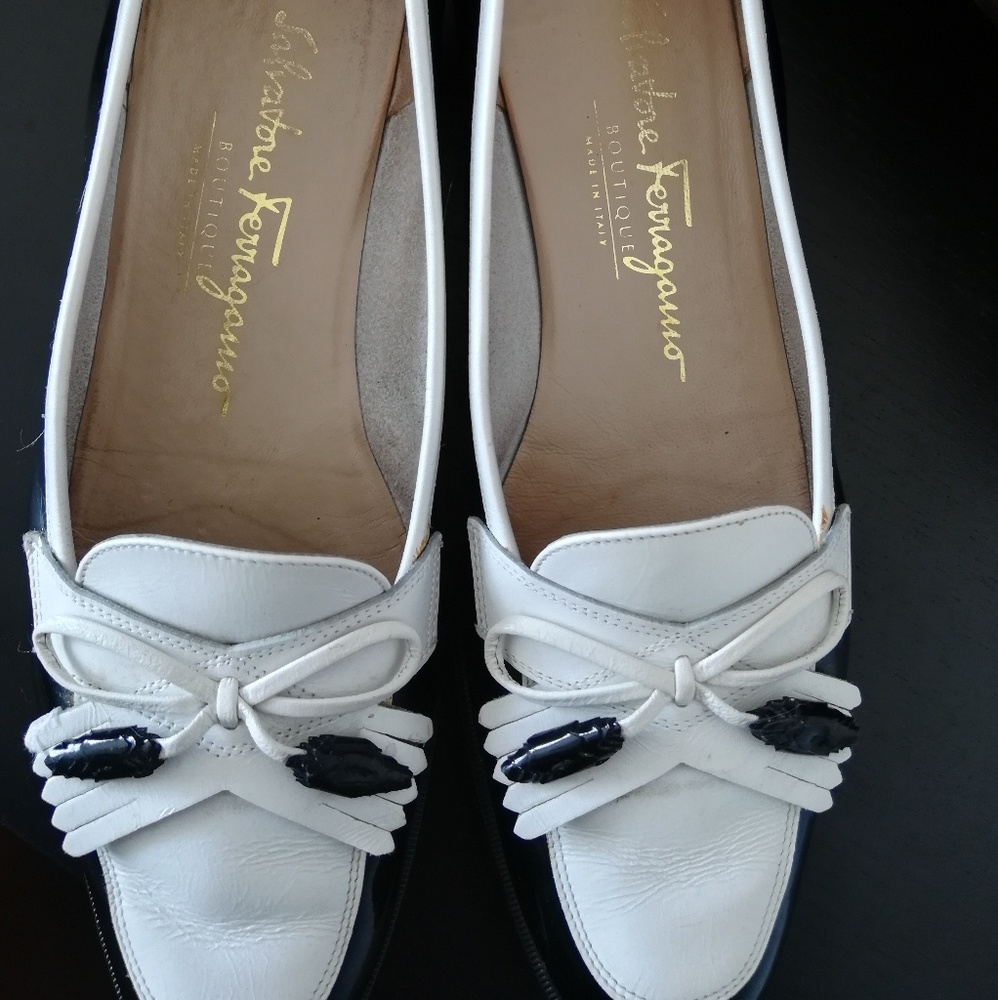Salvatore Ferragamo Black & White Loafers